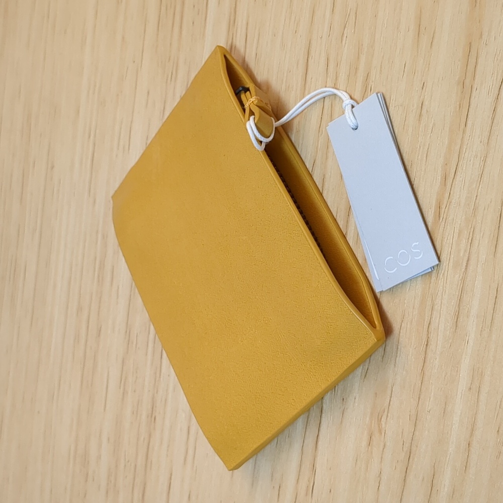 NWT COS Double Zip Leather Coin Wallet in Mustard